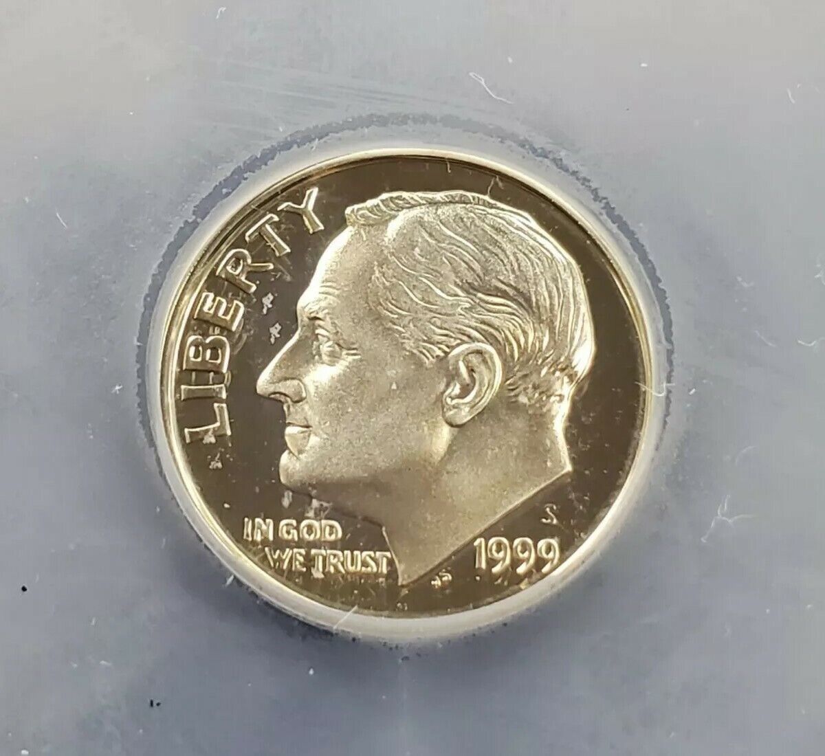 1999 S Roosevelt SILVER Dime Coin Vintage ICG PR70 DCAM Neat Toning Toner 2