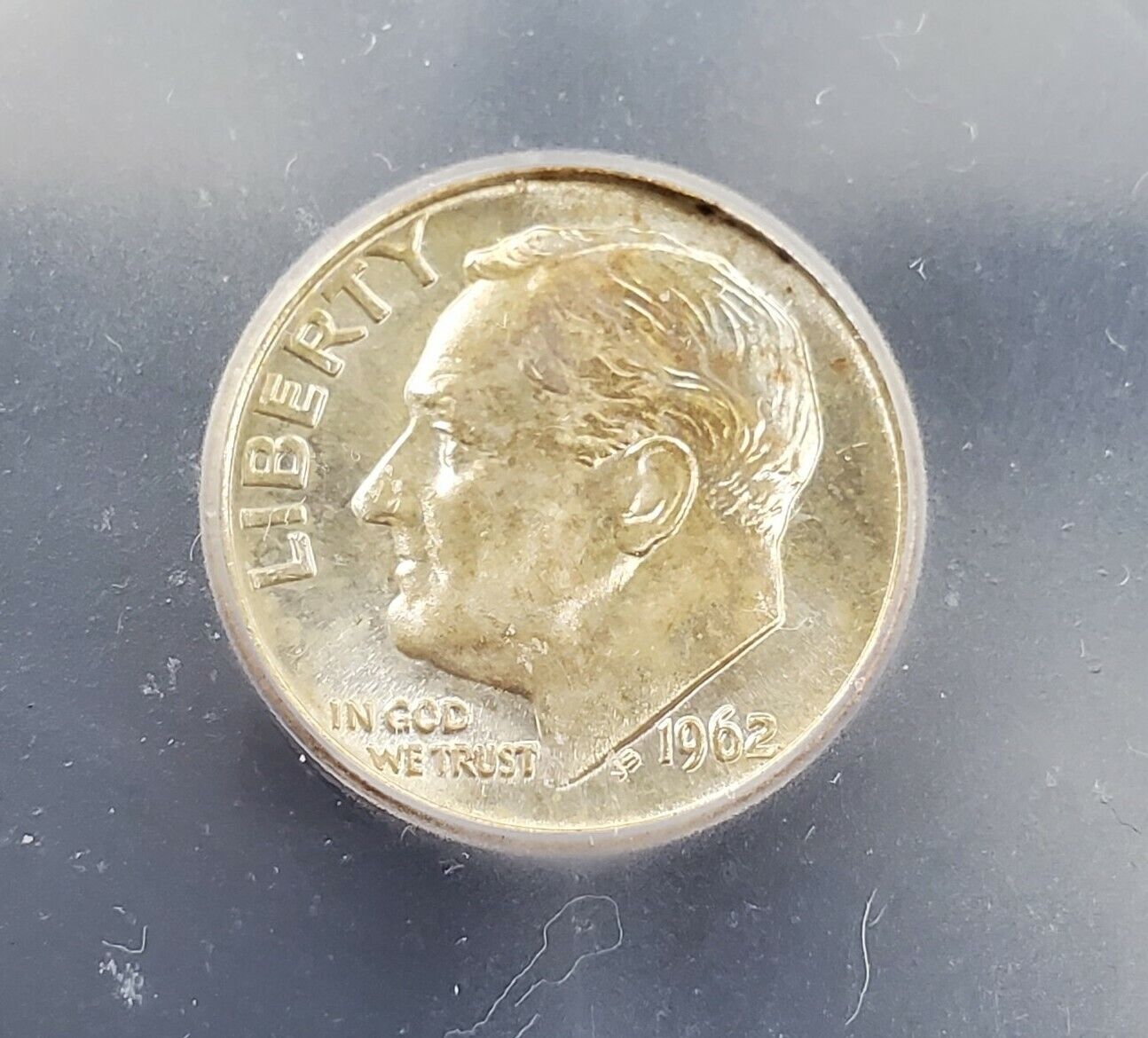 1962 P Roosevelt Silver Dime Coin Vintage ICG MS67 Gem BU Some Toning