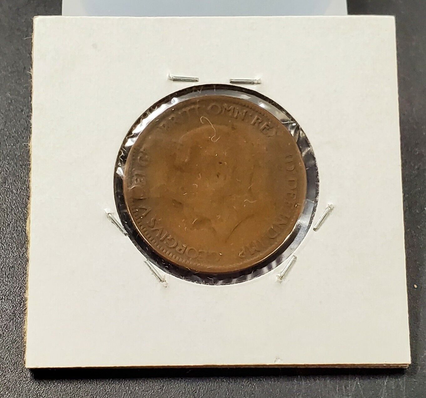 1929 Great Britain George V Half Penny Copper Coin Counterstamped PCT.