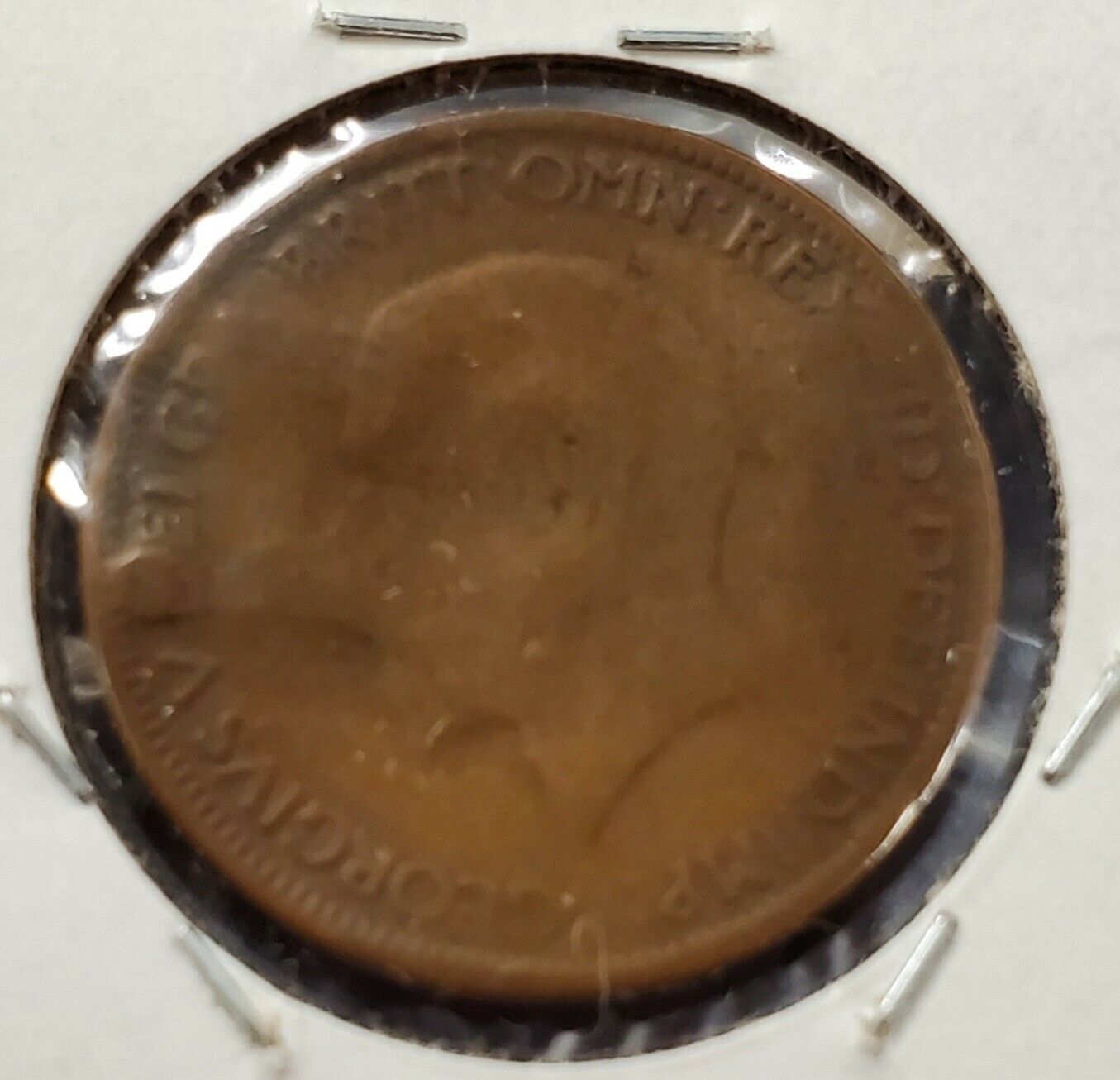 1929 Great Britain George V Half Penny Copper Coin Counterstamped PCT.