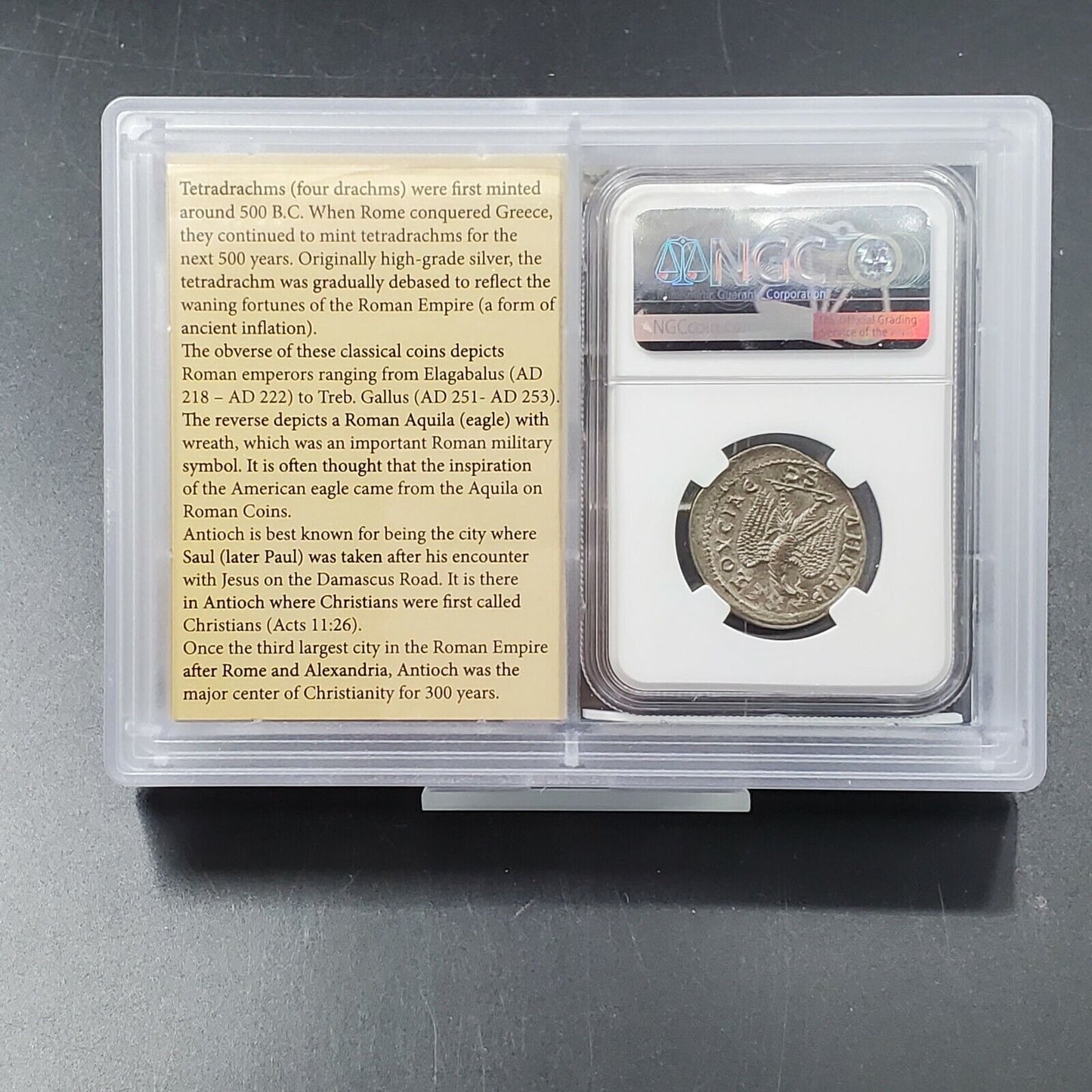 Roman Provincial Gordian III Tetradrachm Antioch Silver Coin NGC CH XF Story Bk