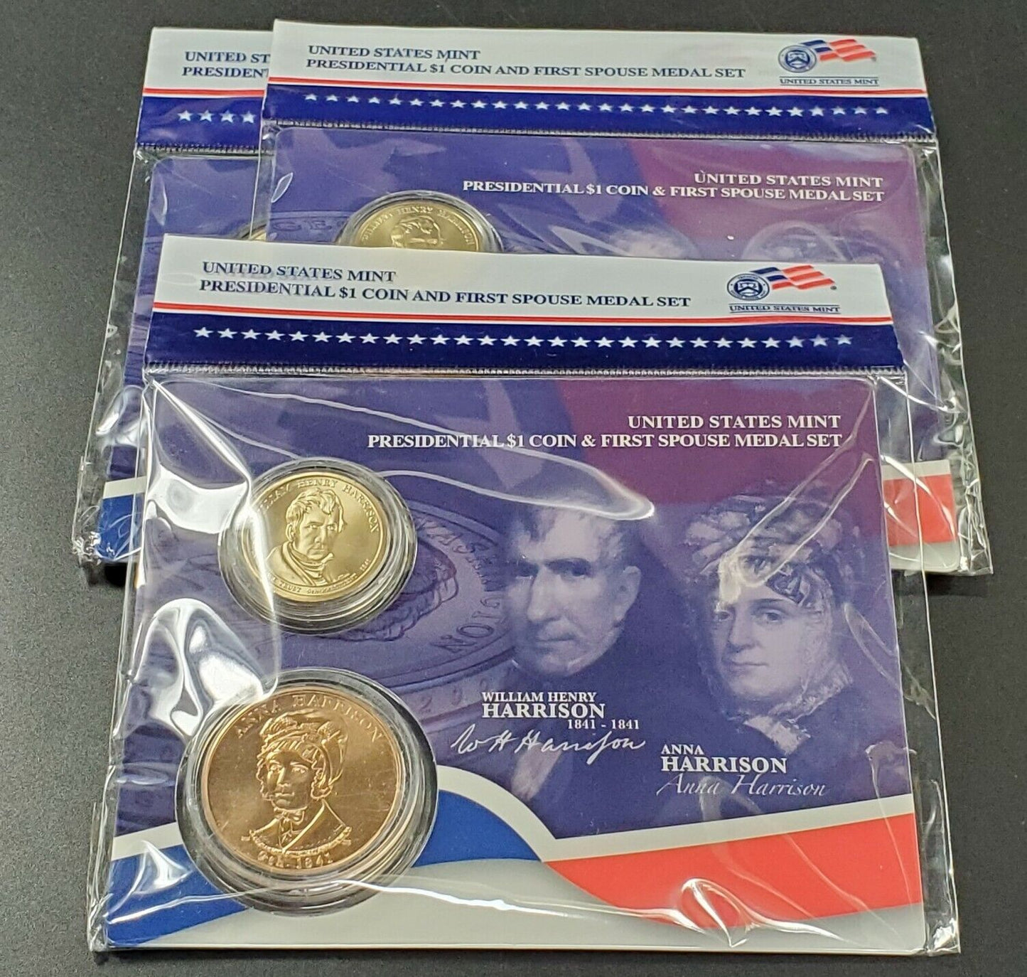 WILLIAM H HARRISON & ANNA First Spouse $1 Presidential Coin & Medal Set BU OGP