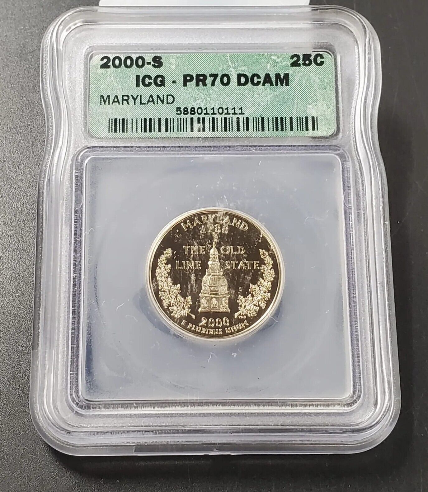 2000 S Maryland State Statehood Quarter Coin PF70DCAM ICG