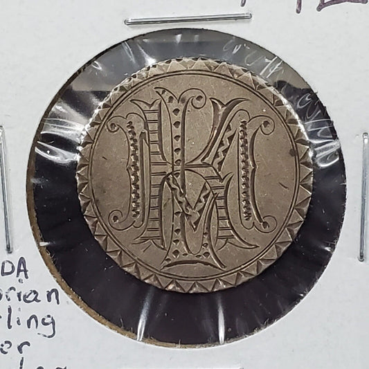 Canada Victorian Era Sterling Silver Quarter Love Token MLK Initials Engraved