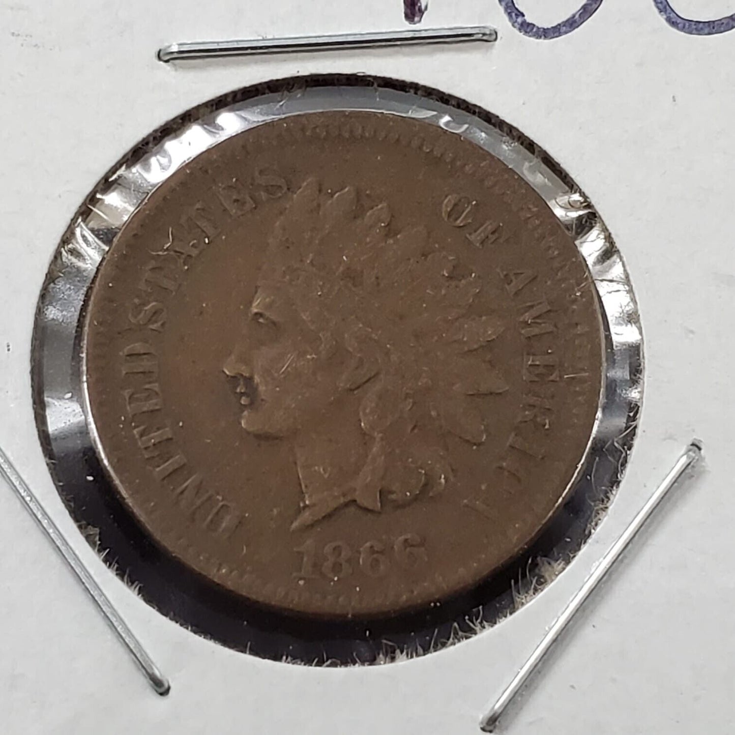 1866 P 1c Copper Nickel Indian Small Cent Penny Coin FS-303 VG Variety