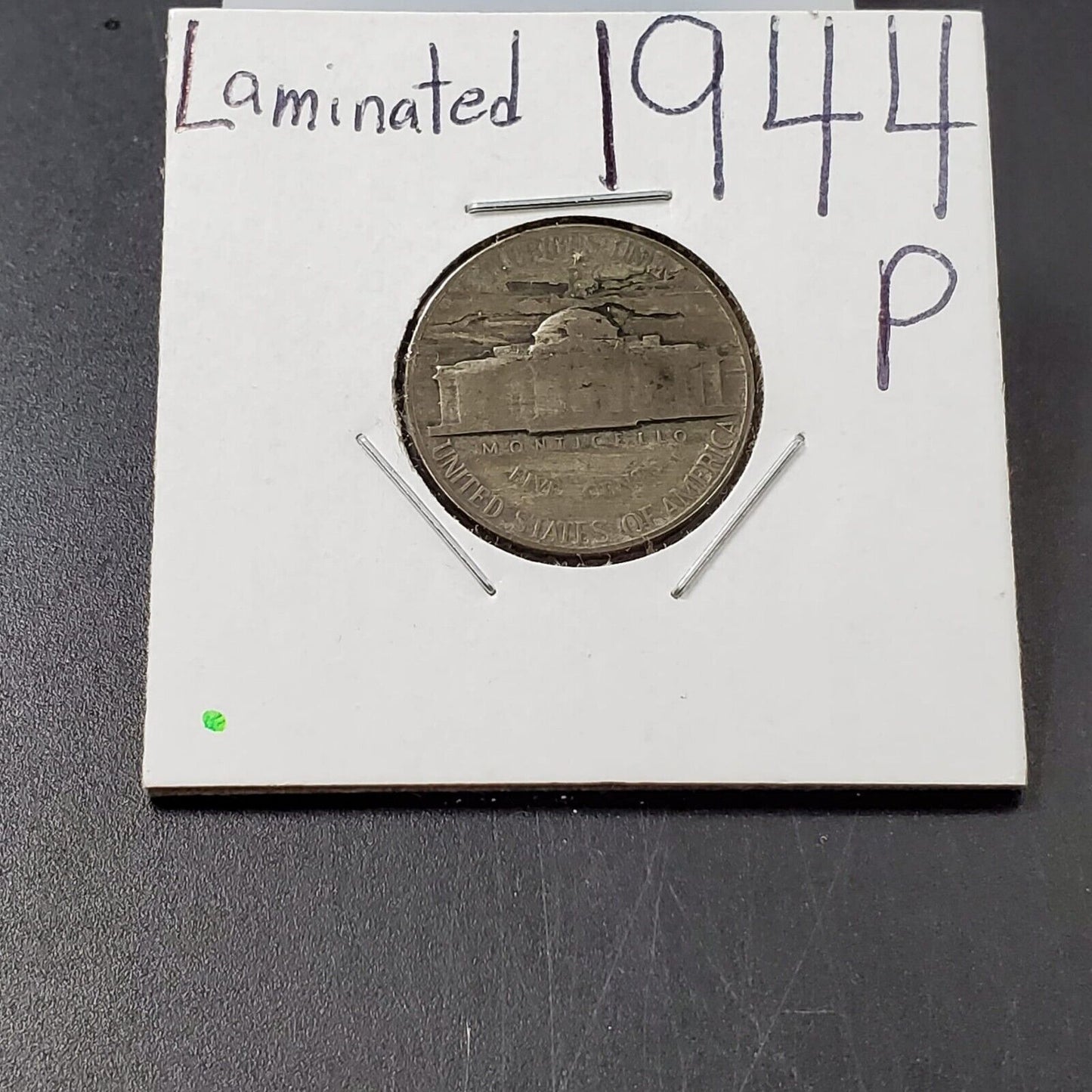 1944 P JEFFERSON NICKEL Major LAMINATED PLANCHET ERROR Circulated