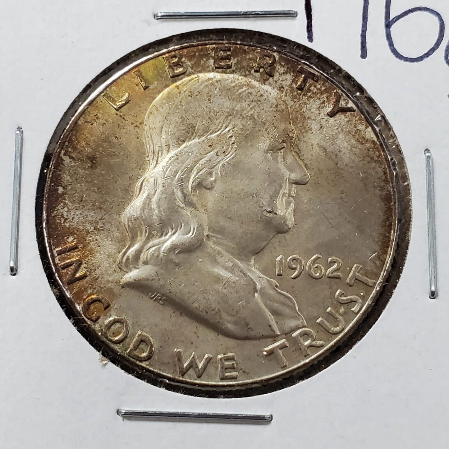 1962 D Franklin Silver Half Dollar Coin CH BU UNC PQ Toning Amber Toner