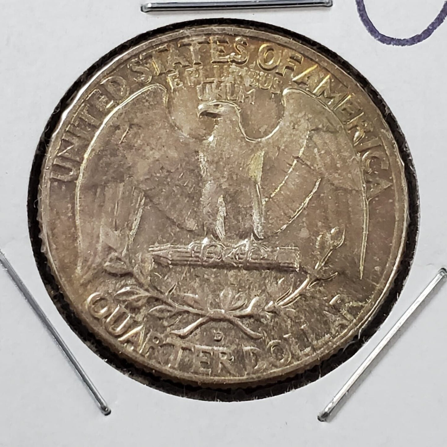 1963 D 25C Washington Quarter Silver Coin Neat Toning Choice AU