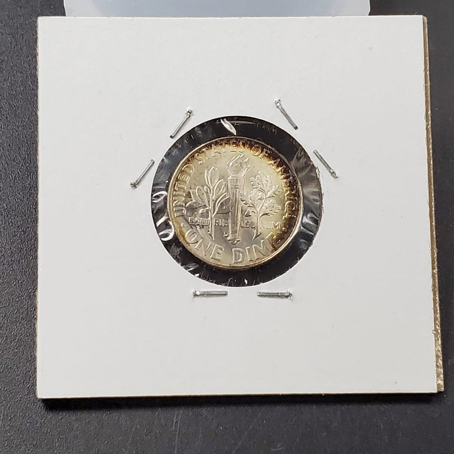 1961 D Roosevelt Silver Dime Neat Toning Toner OBV Amber