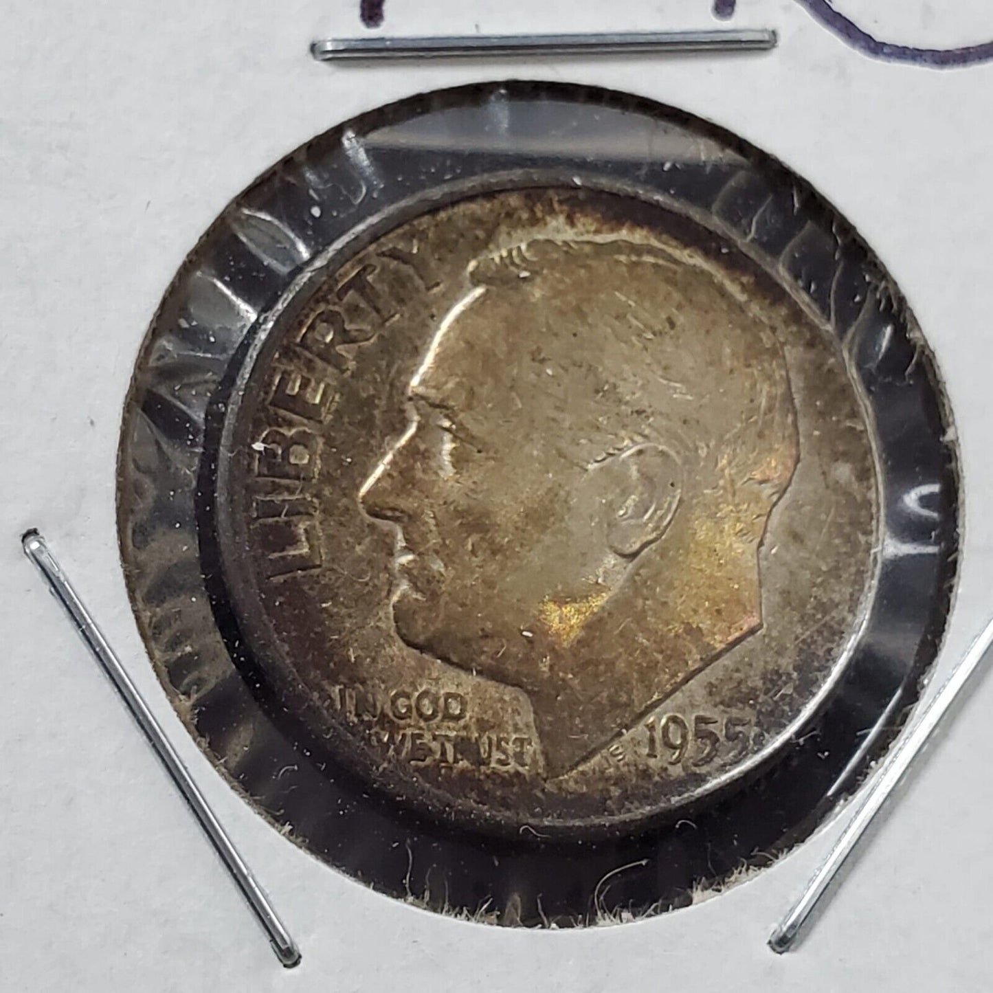 1955 S Roosevelt Silver Dime Neat Toning Toner Choice AU / UNC