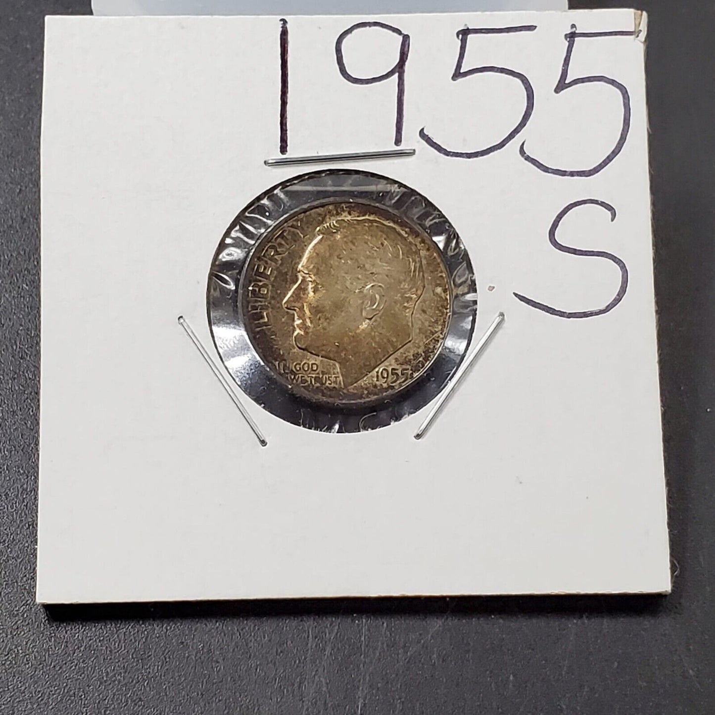 1955 S Roosevelt Silver Dime Neat Toning Toner Choice AU / UNC