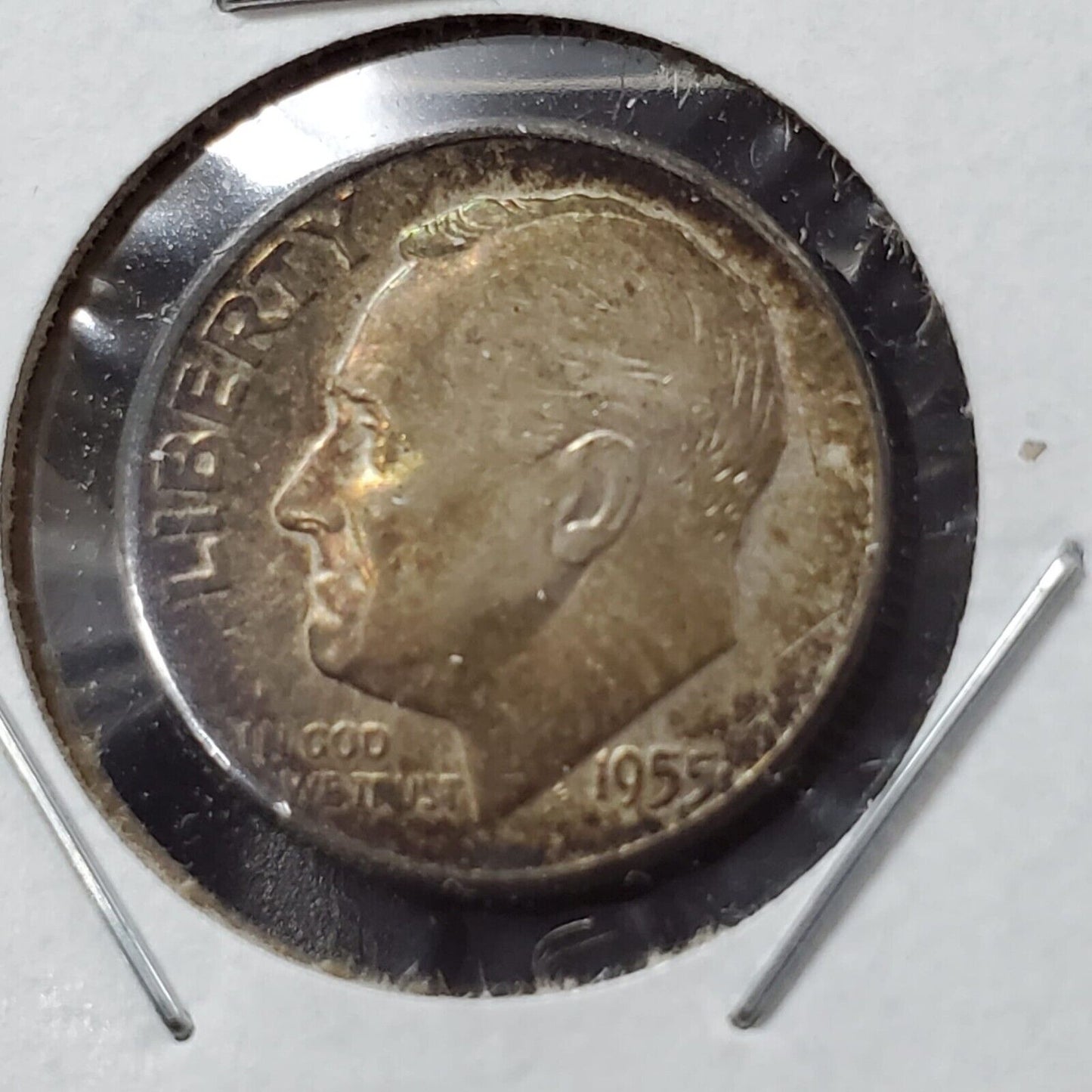 1955 S Roosevelt Silver Dime Neat Toning Toner Choice AU / UNC