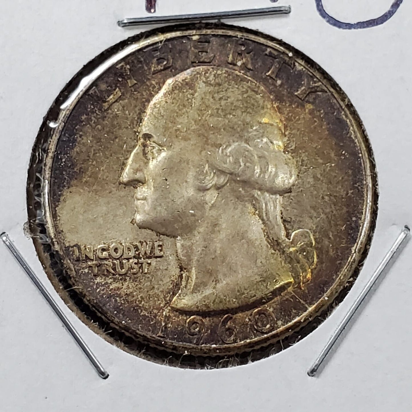 1960 P 25C Washington Quarter Silver Coin Neat Toning Choice AU