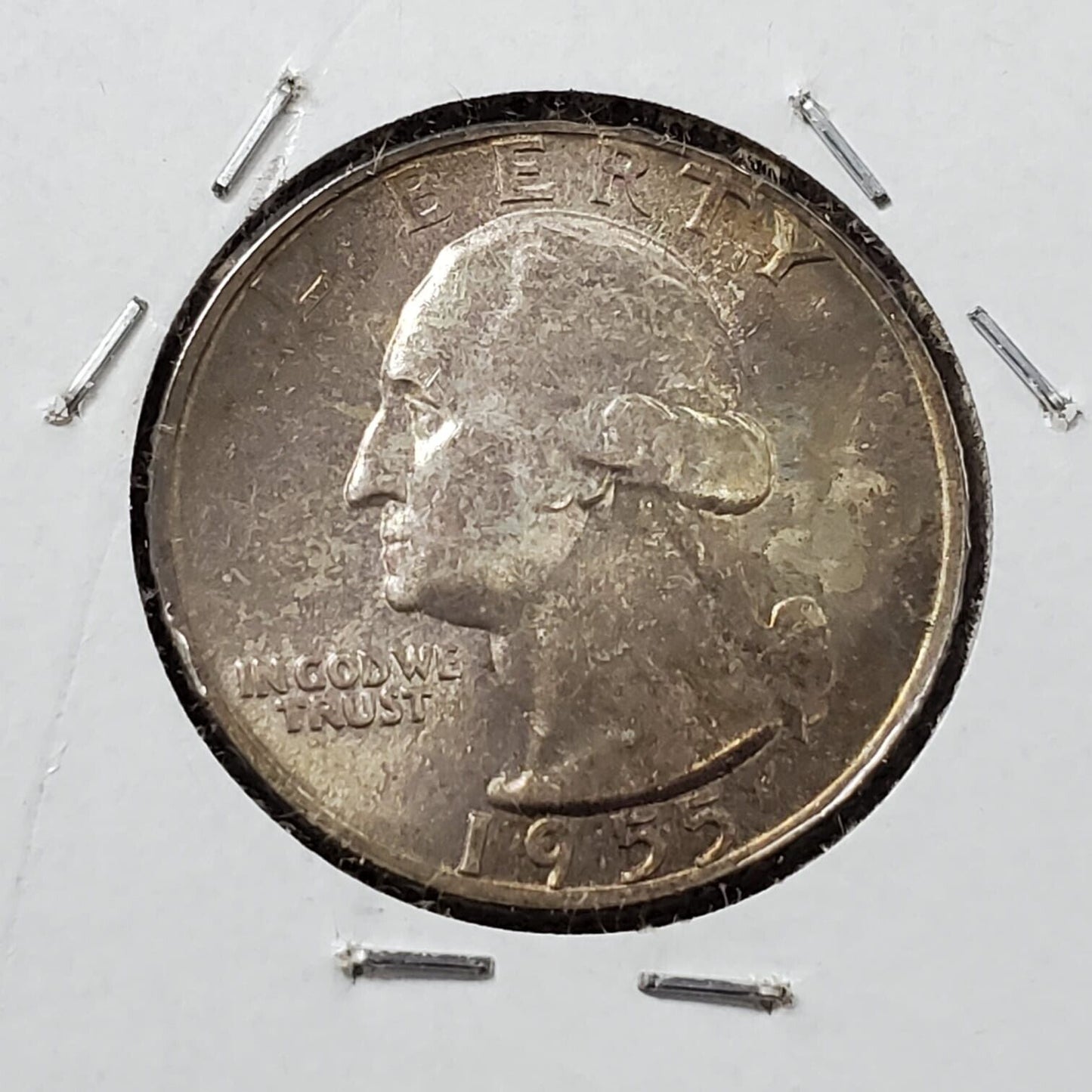 1955 P 25C Washington Quarter Silver Coin CH BU UNC Neat Toning Toner