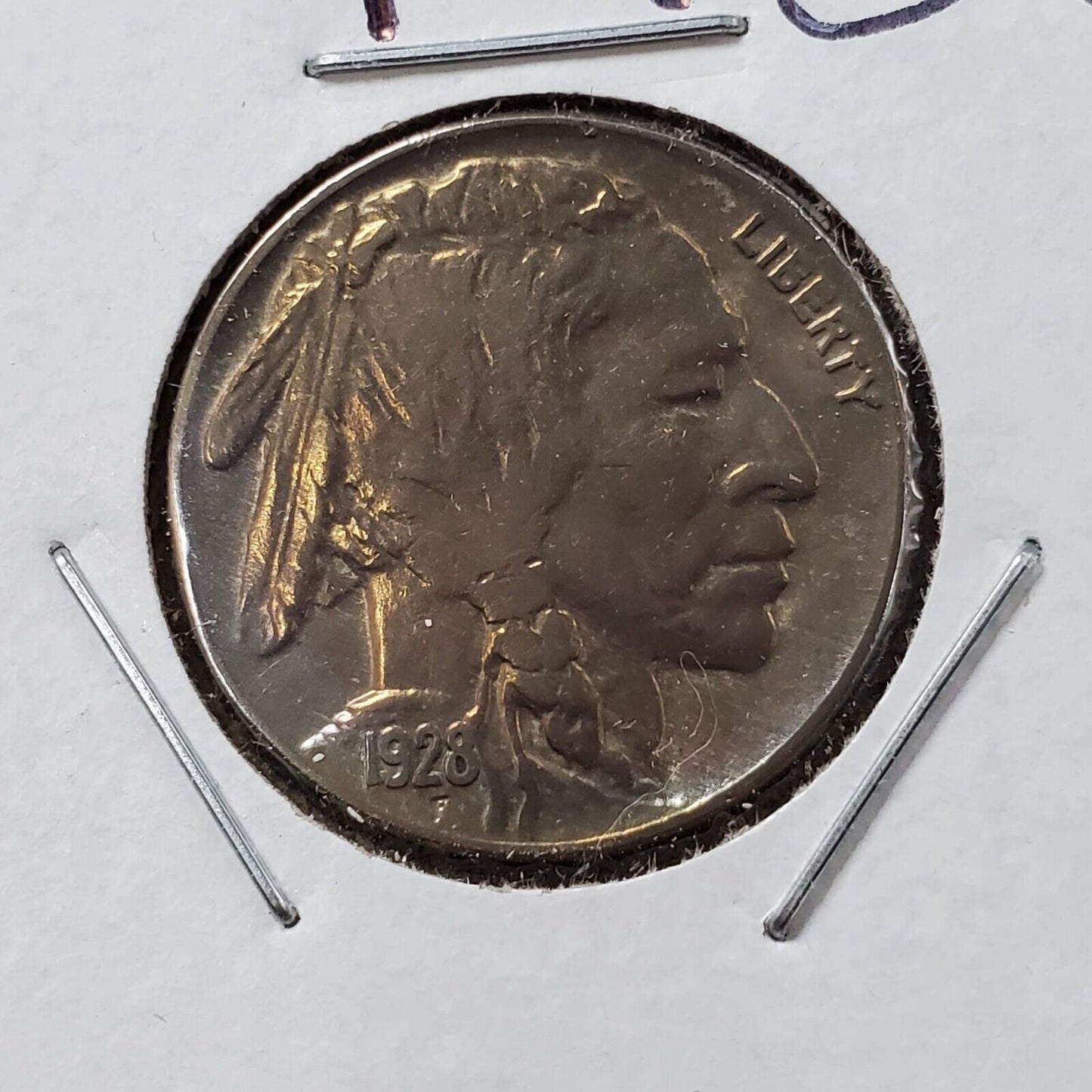 1928 P 5c Buffalo Indian Head Nickel Choice AU Neat Toning Toner About UNC