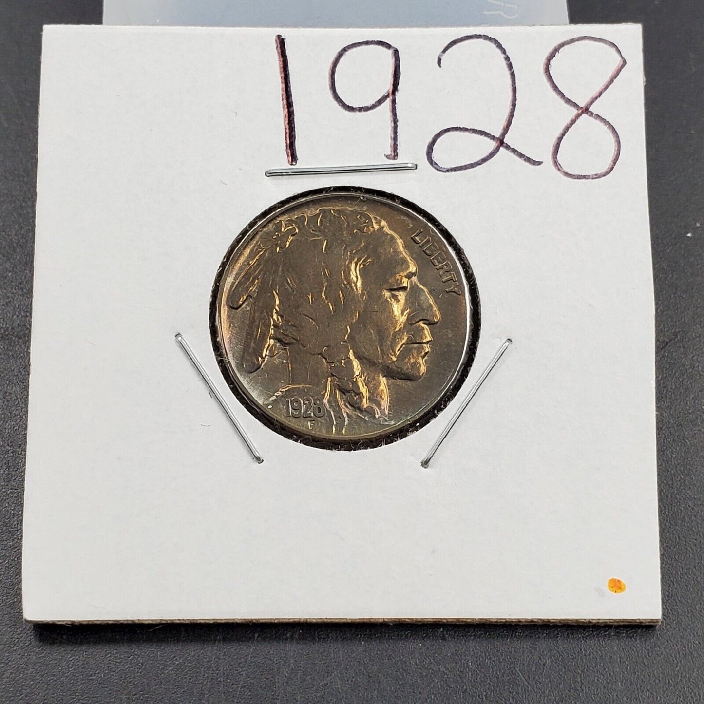 1928 P 5c Buffalo Indian Head Nickel Choice AU Neat Toning Toner About UNC