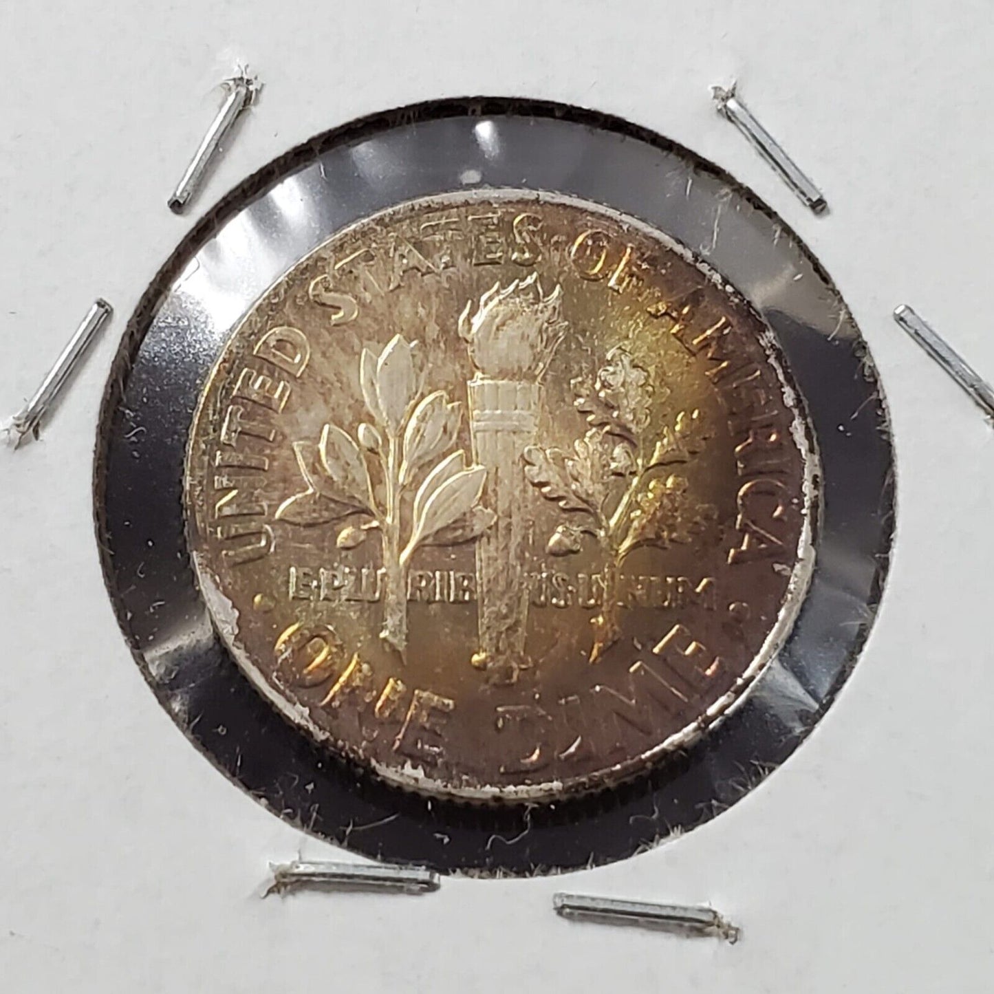 1964 P Roosevelt Silver Dime Coin Toning Toner Amber Choice AU