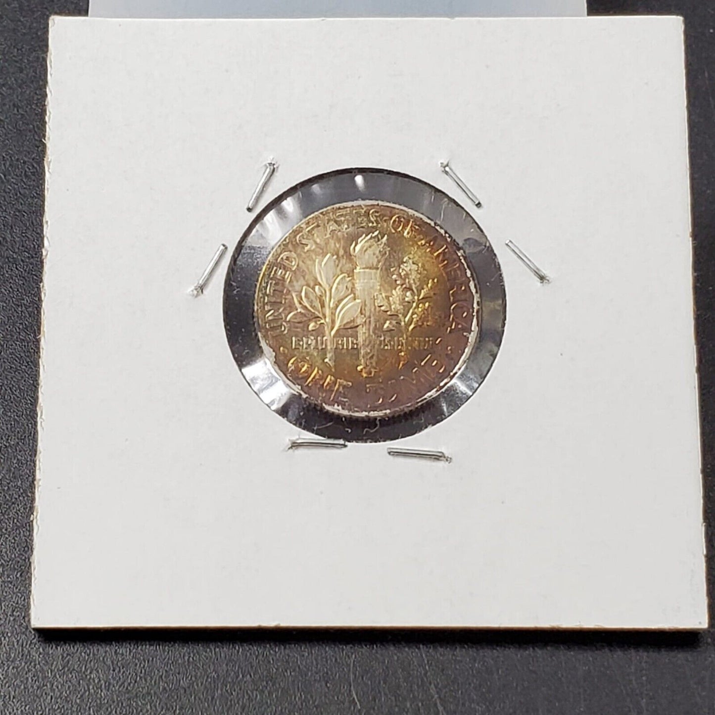 1964 P Roosevelt Silver Dime Coin Toning Toner Amber Choice AU