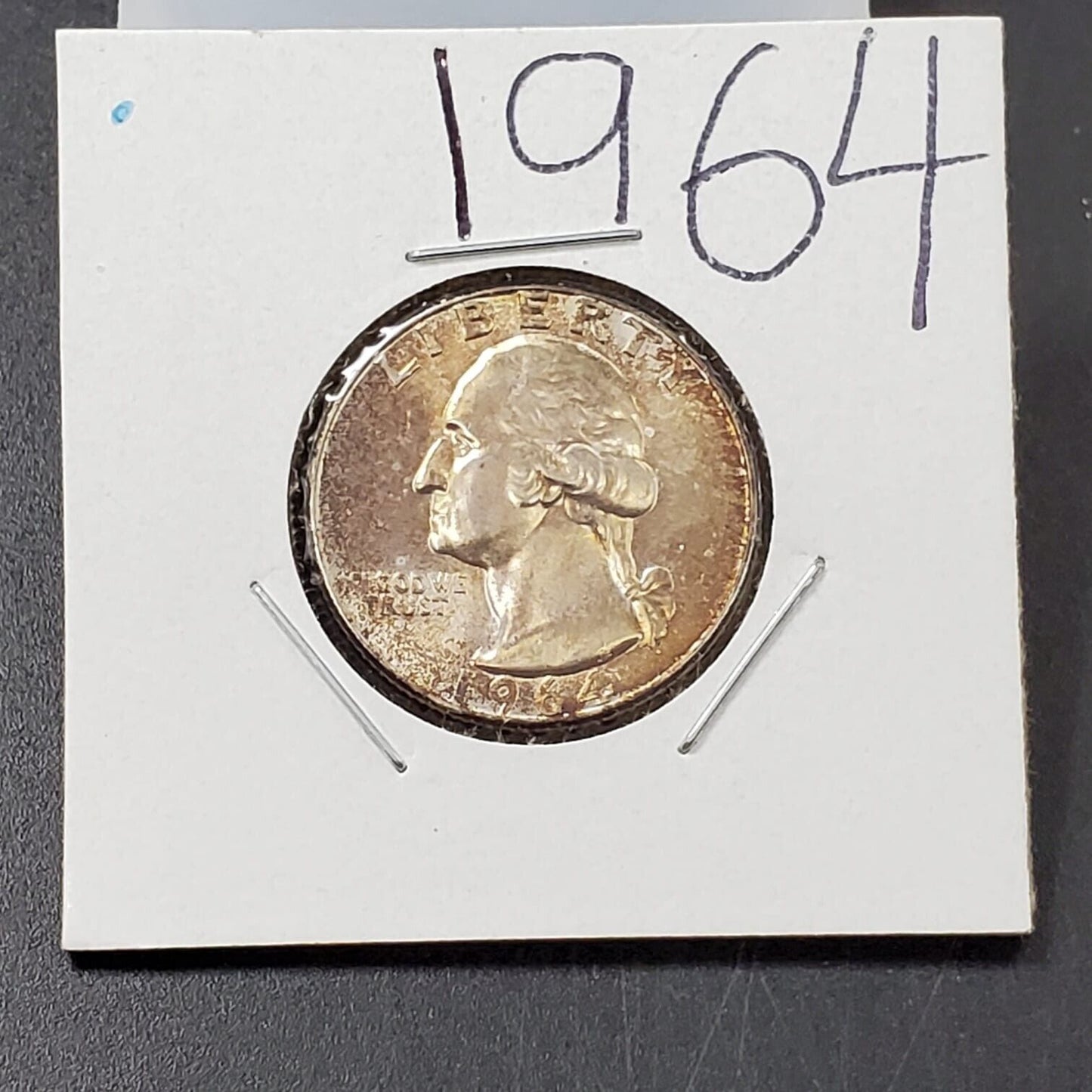 1964 P 25C Washington Quarter Silver Coin Neat Toning Choice CH BU