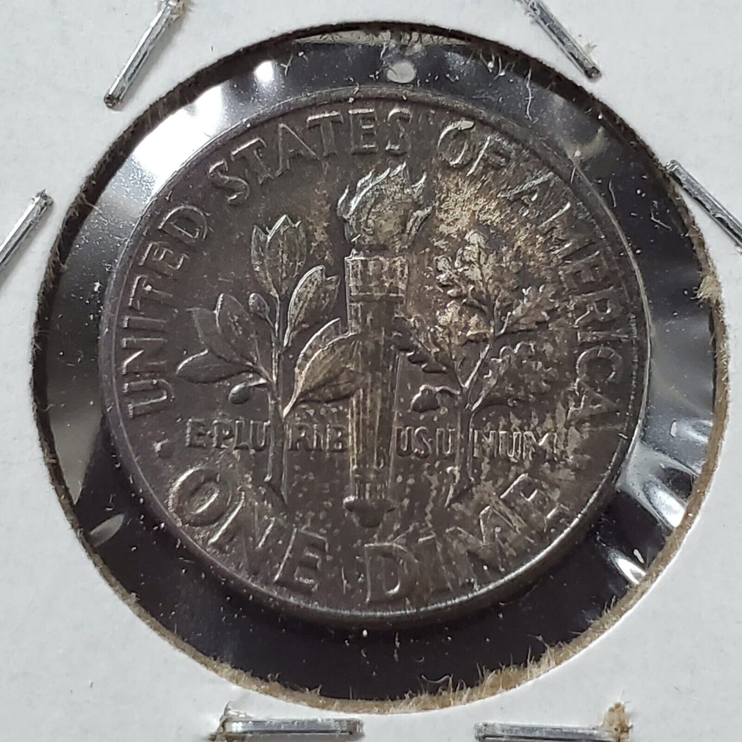 1951 P Roosevelt Silver Dime Neat Toning Toner Blue