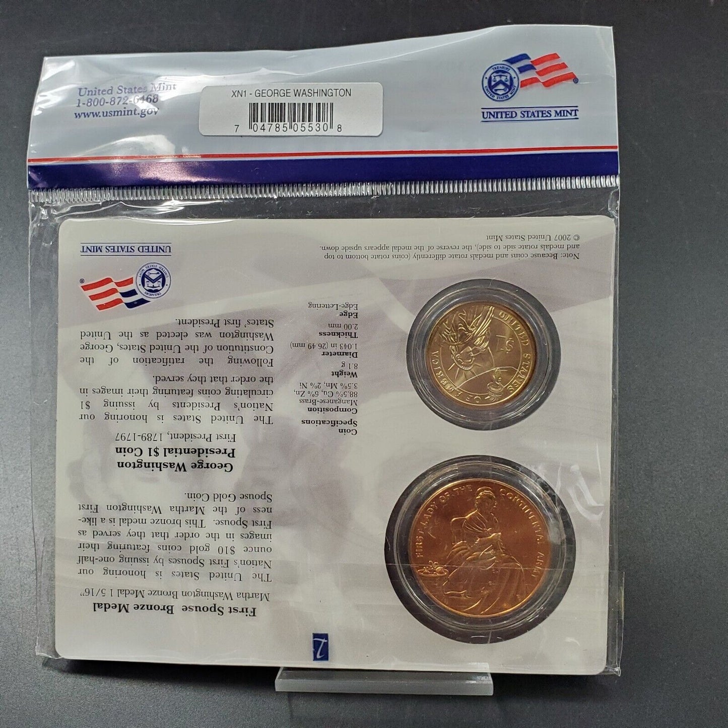 2007 George Washington $1 Presidential Coin First Spouse Medal Sealed OGP FIRST