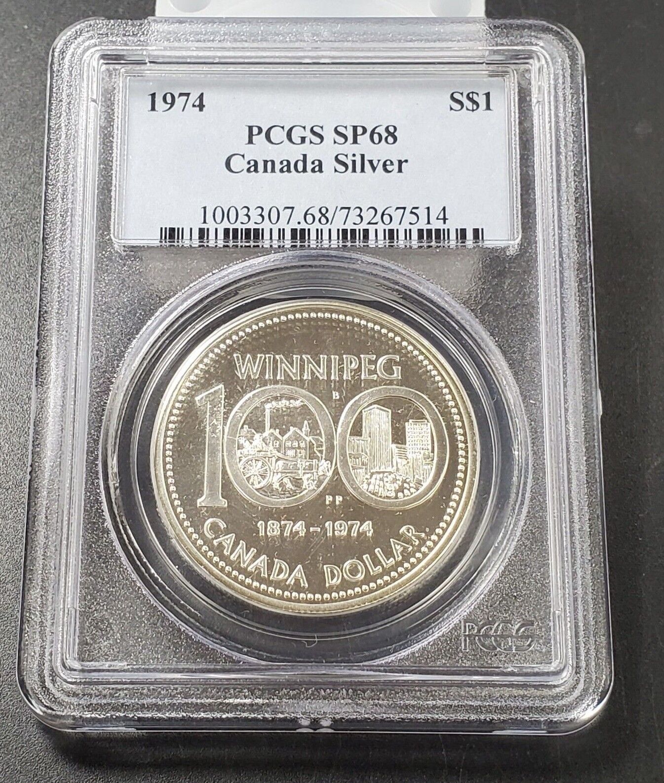 1974 Canada Winnipeg/Ag Silver Dollar $1 PCGS SP68