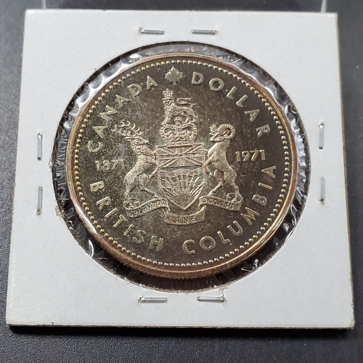 1971 Canada $1 Dollar British Columbia Commemorative Silver Neat Toning Toner