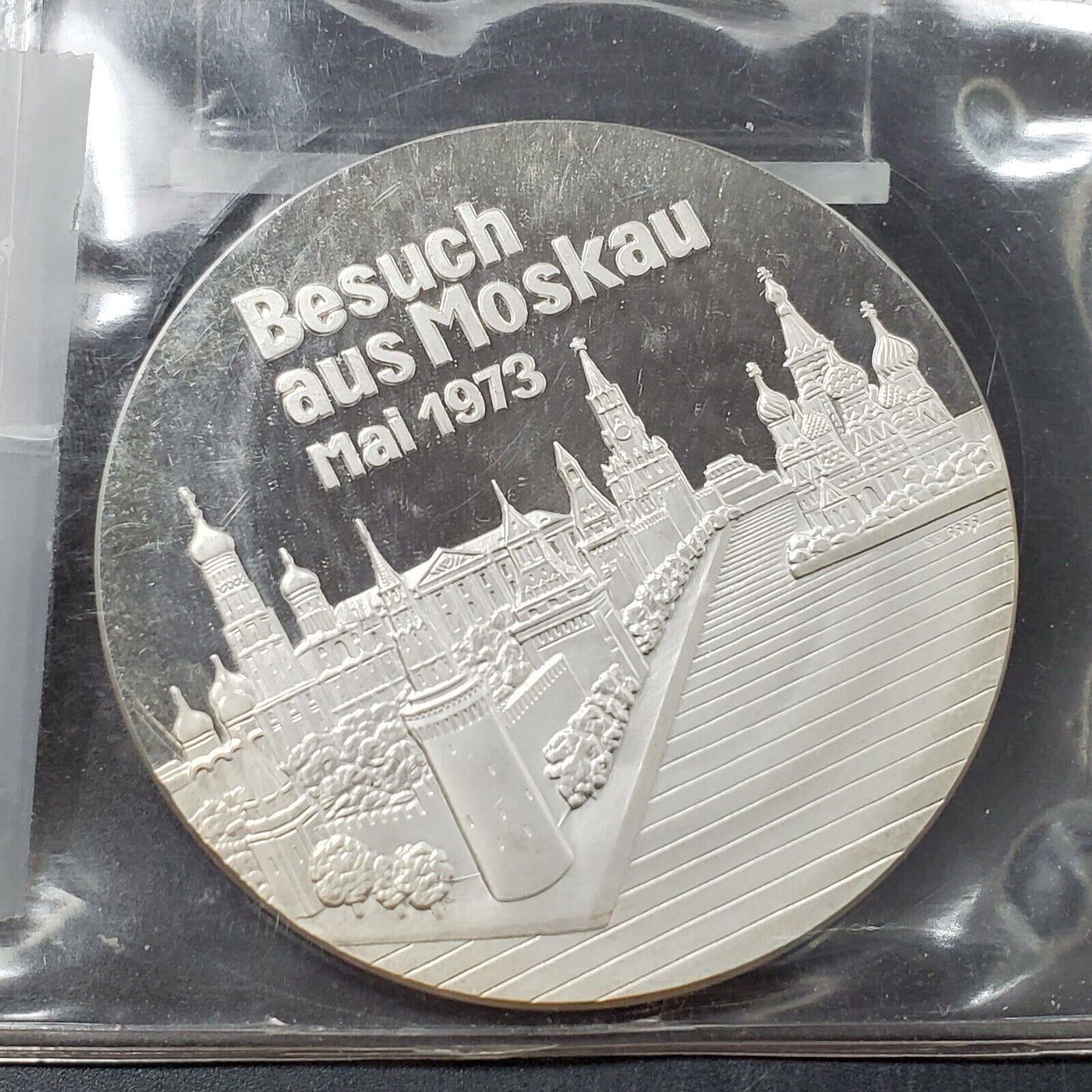 1973 USSR LEONID BREZHNEV & BRAND VISIT to MOSCOW SILVER MEDAL 60 grams