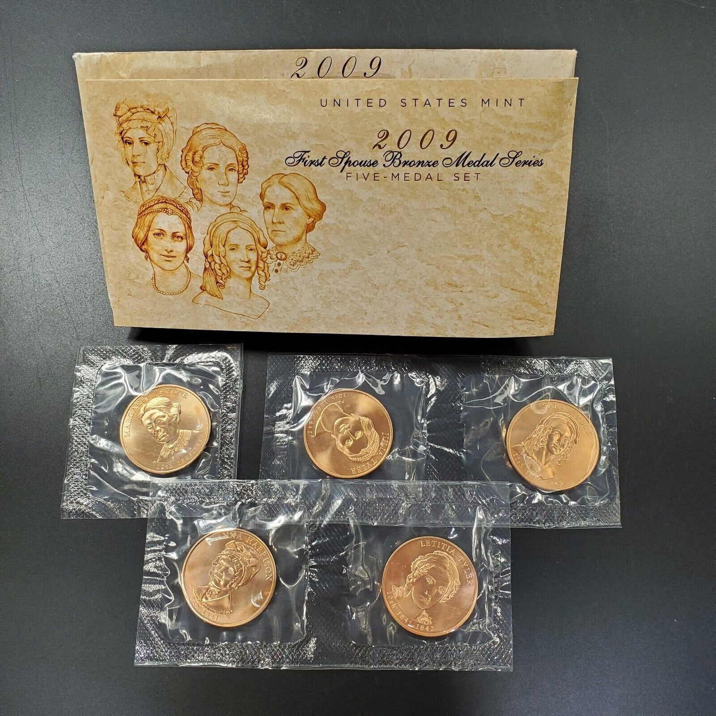 2009 First Spouse Bronze Medal Series Five 5 Medal Set In OGP