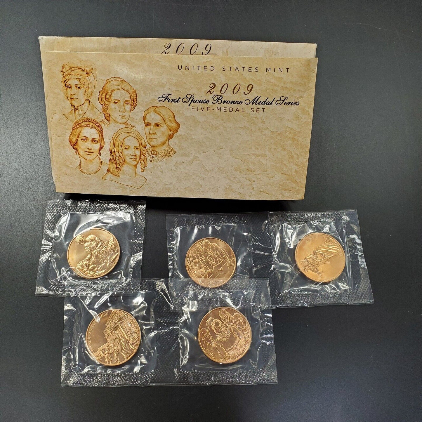 2009 First Spouse Bronze Medal Series Five 5 Medal Set In OGP