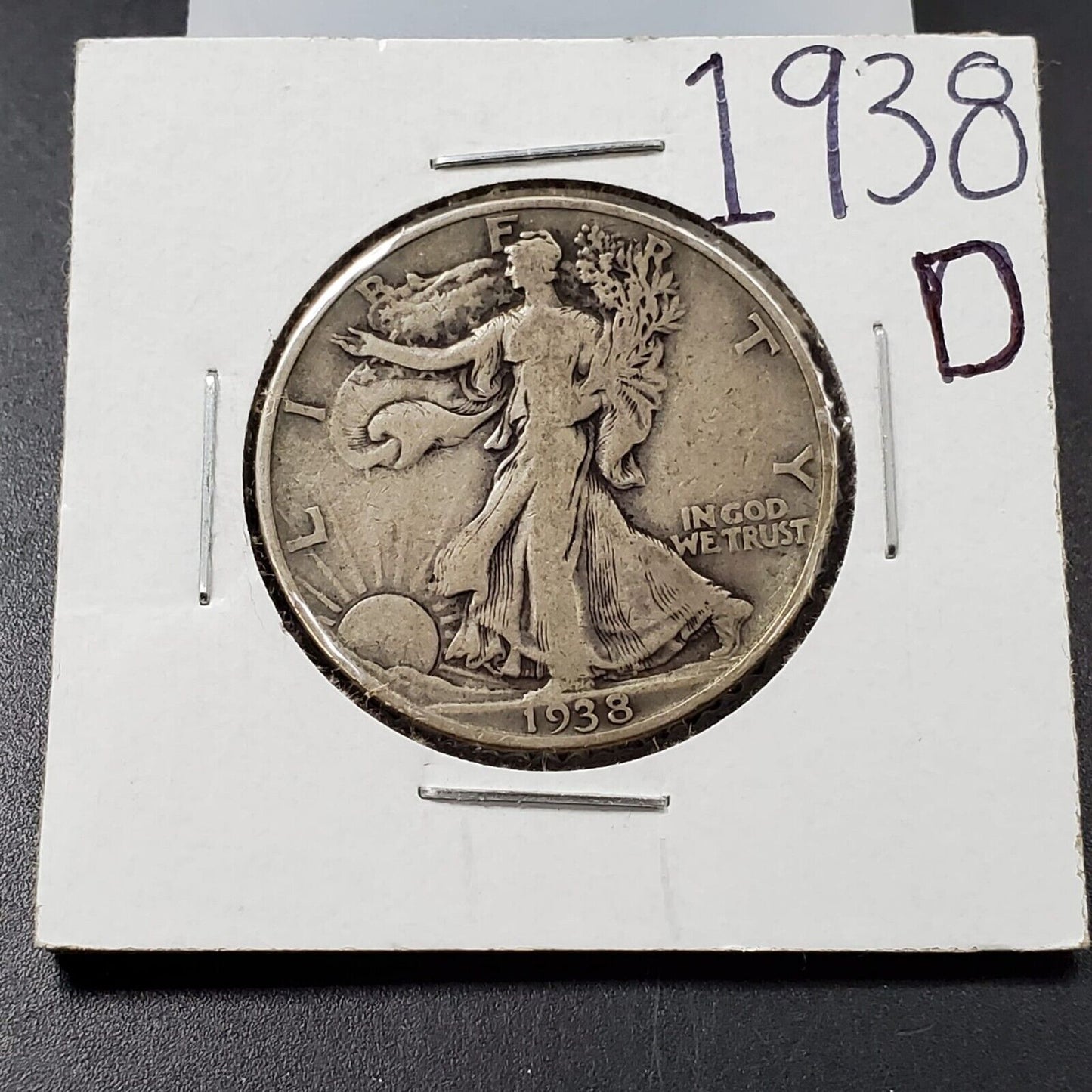 1938 D Walking Liberty Silver Half Dollar Coin VF Very Fine Circ Key Date
