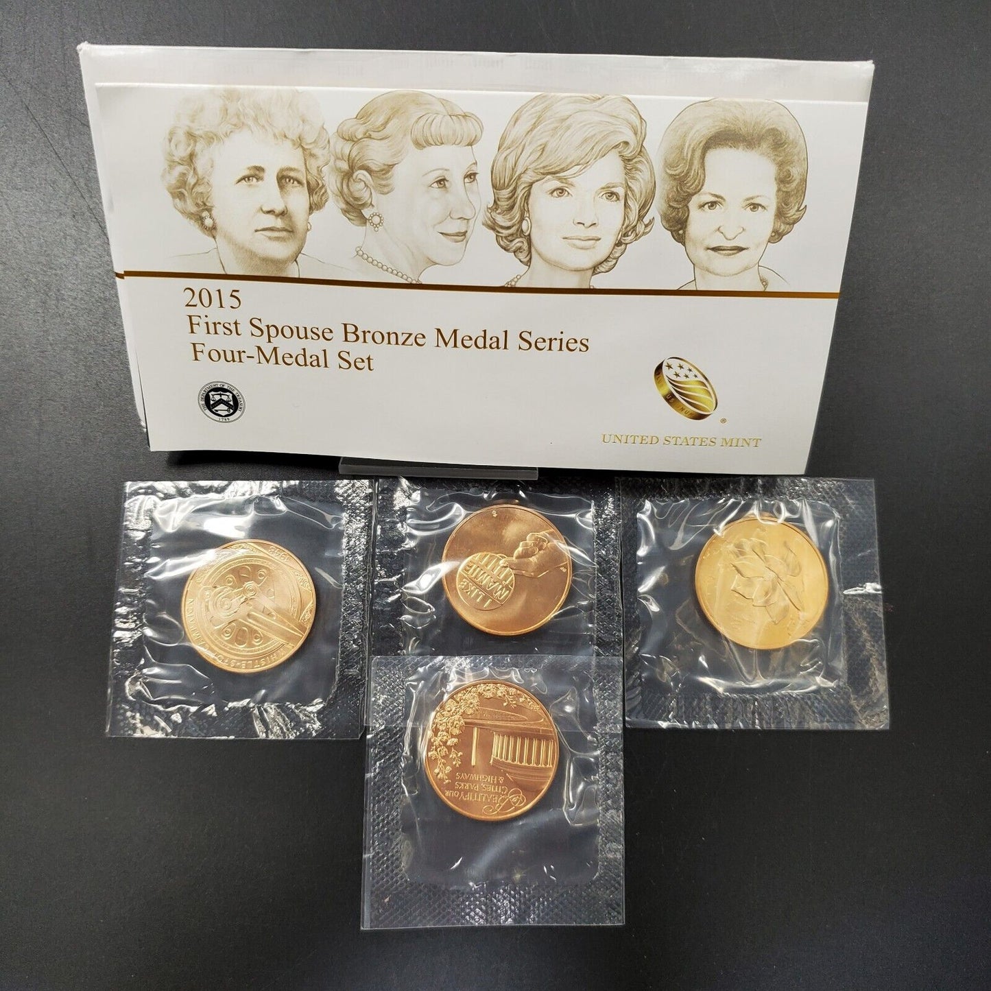 2015 First Spouse 4 Bronze Medal Metal Set US Mint OGP COA