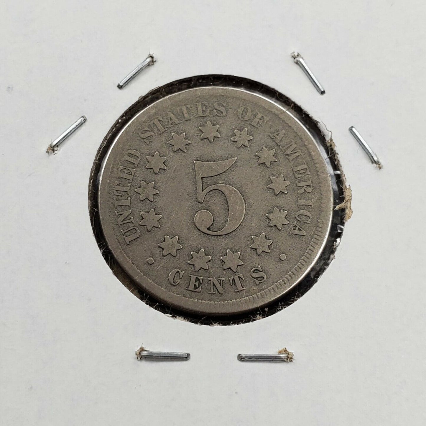 1867 Shield Nickel Five Cents Coin No Rays CVG Very Good Circulated