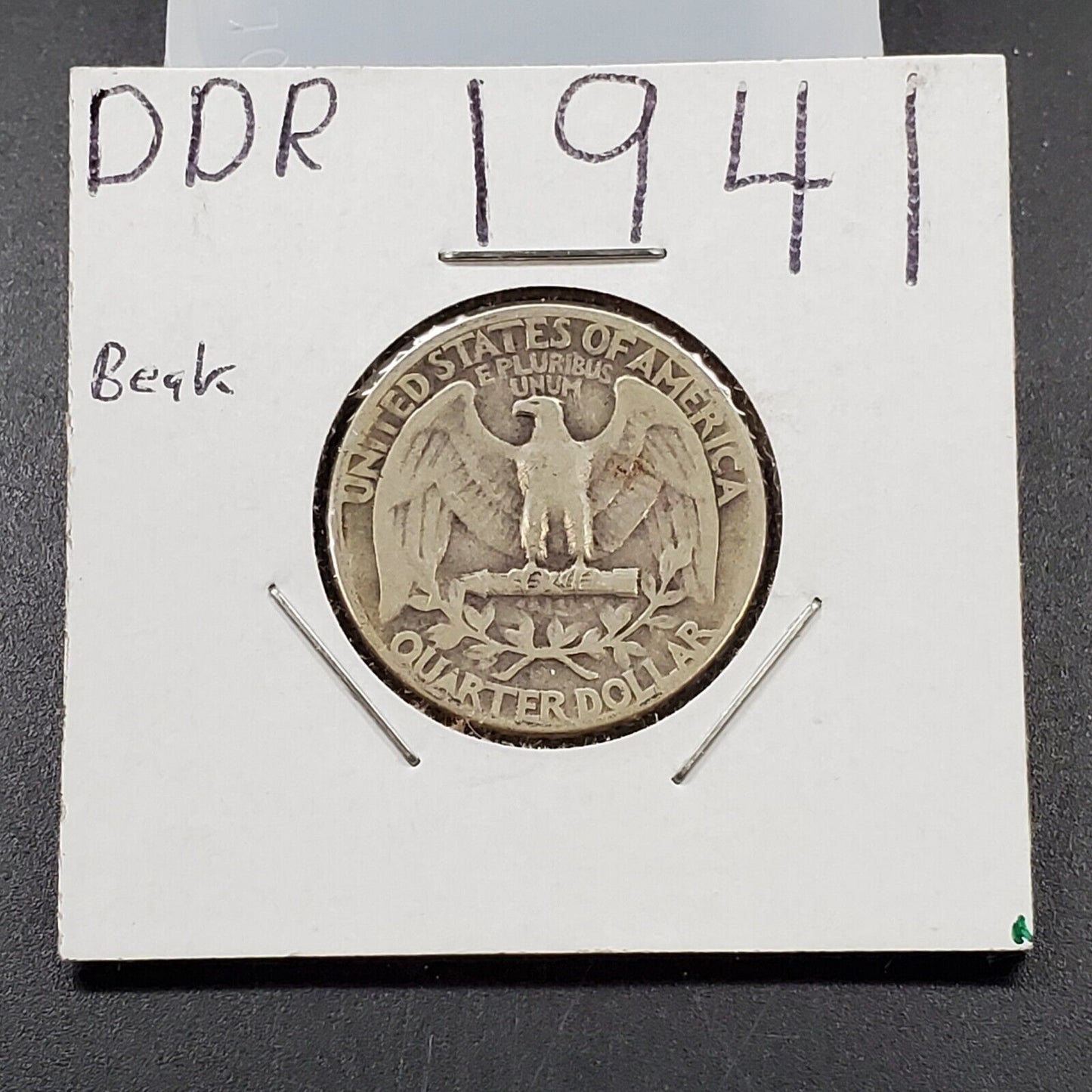 1941 P Washington Silver Quarter Coin Double Die Reverse Beak Variety AG / GOOD