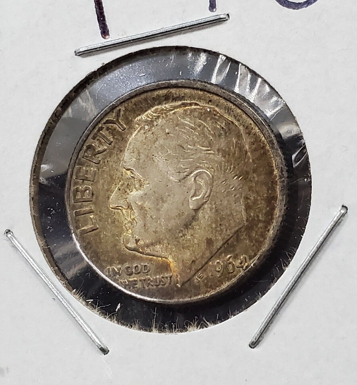 1964 D Roosevelt Silver Dime Coin Neat Toning Toner Original Color