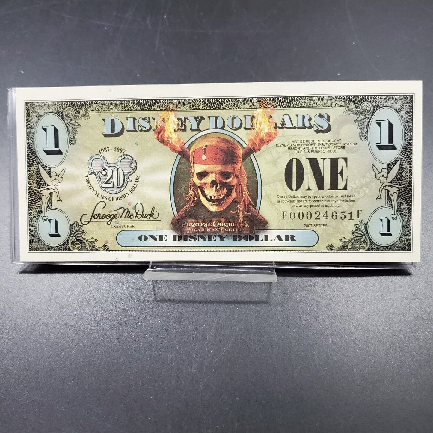Disney 1 Dollar 2007 Series F Pirates of the Caribbean Dead Man Chest CH UNC