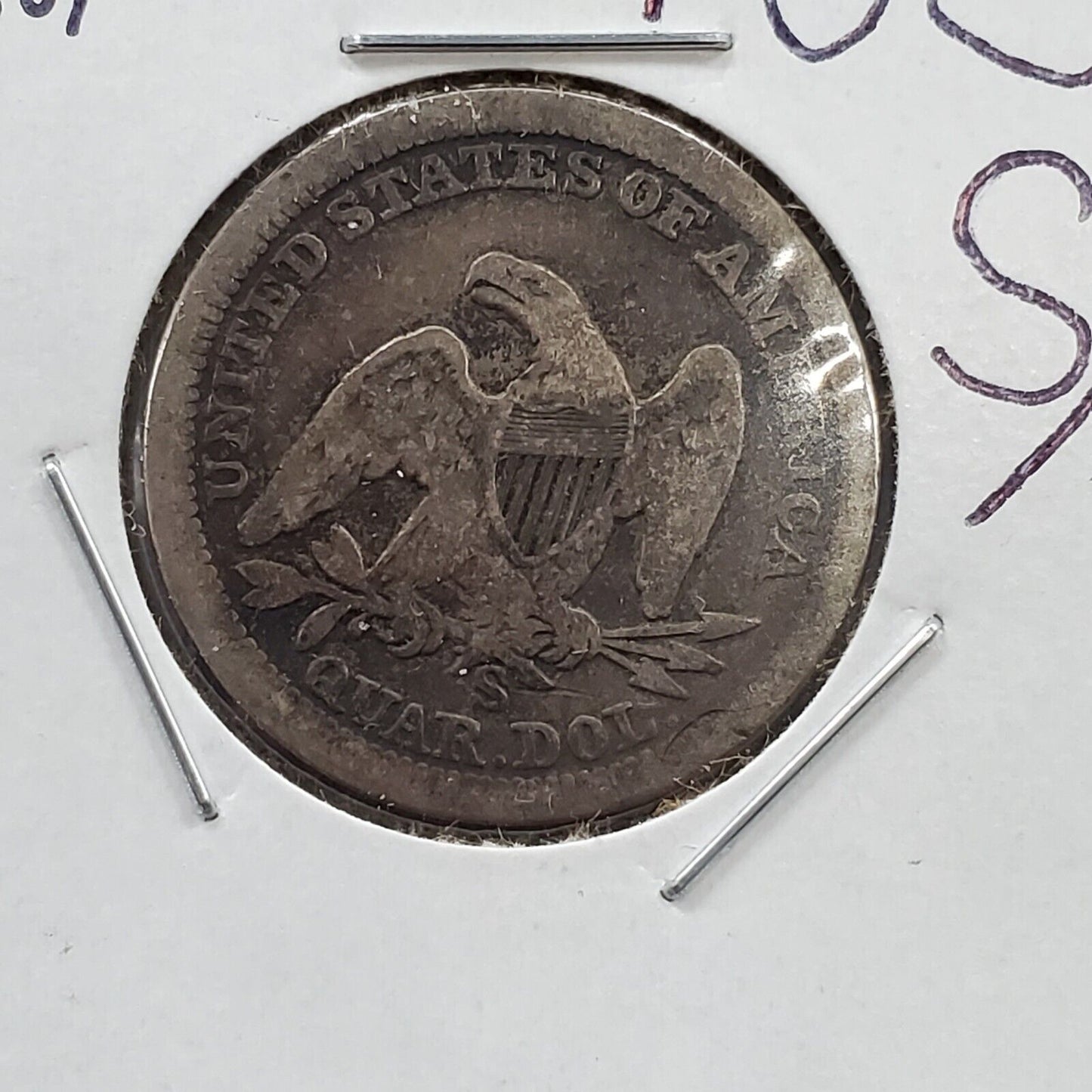 1856 S Seated Liberty 25c Variety Large / Small Mintmark FS-501 VG Very Good