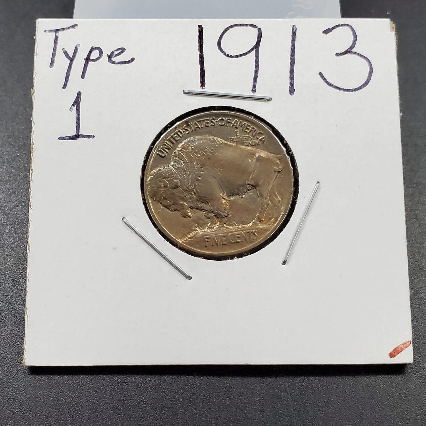 1913 P 5c Buffalo Indian Head Nickel Coin TYPE 1 EF XF Extra Fine 10% rotated 2