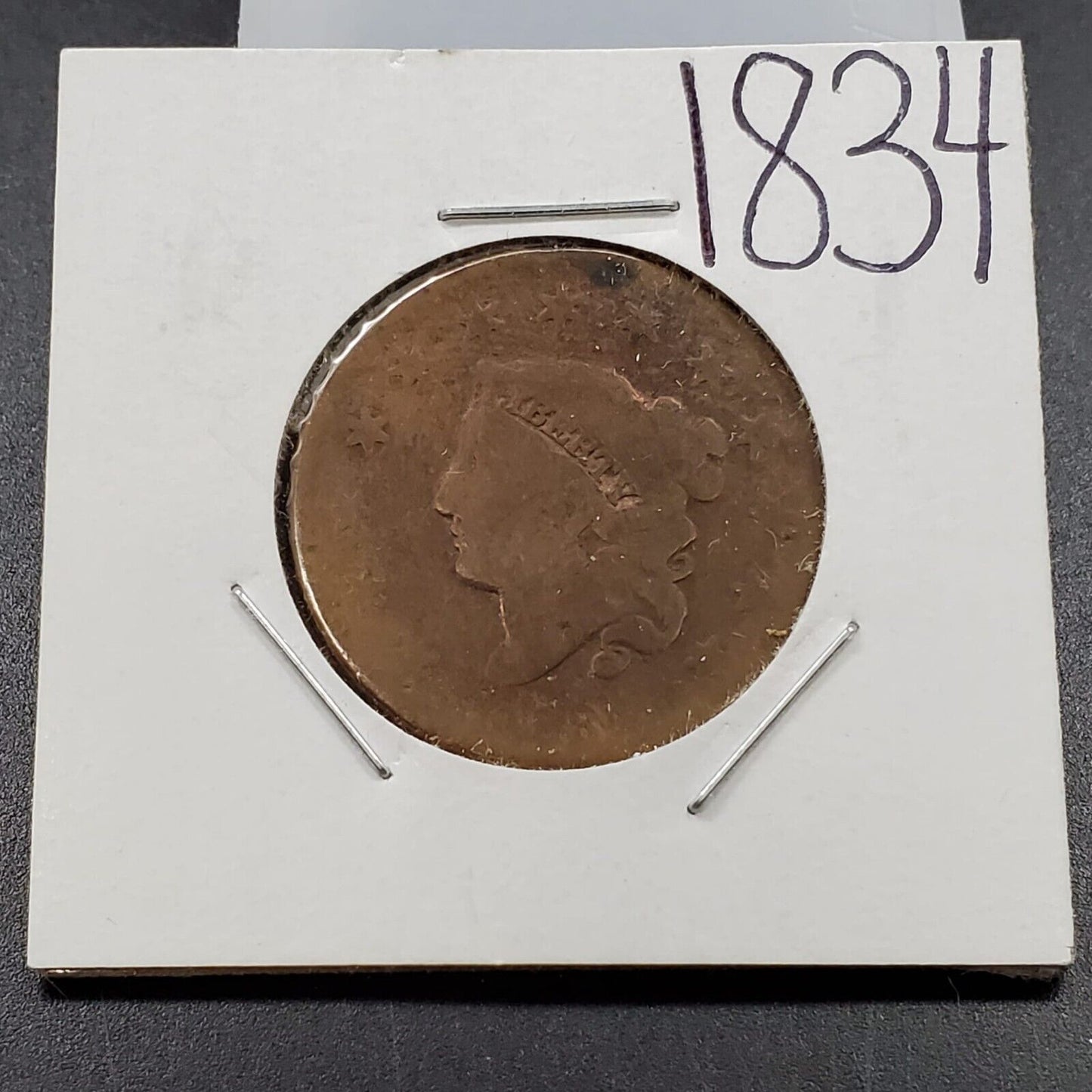 1834 Classic Liberty Head Large Cent 1c Large Stars Medium Letters Variety CULL