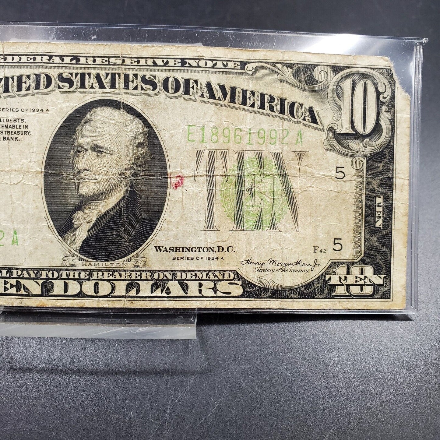1934 A $10 FRN Richmond FRN Federal Reserve Note Mule Different size Block #s