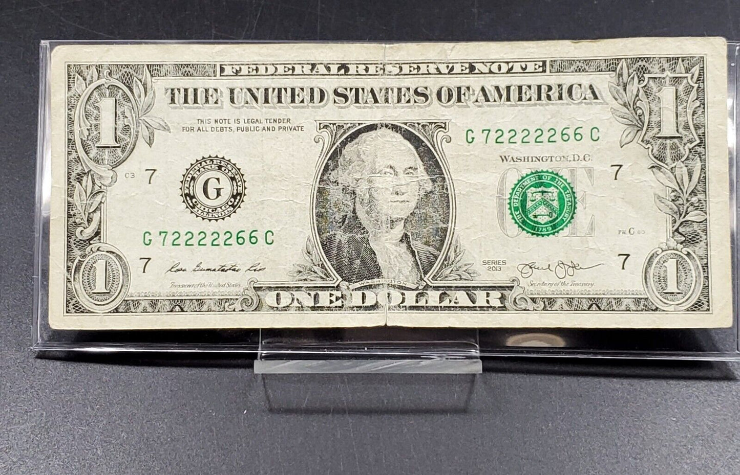 2013 FRN Federal Reserve Note US Currency Bill Quintup Repeat Serial # Circ