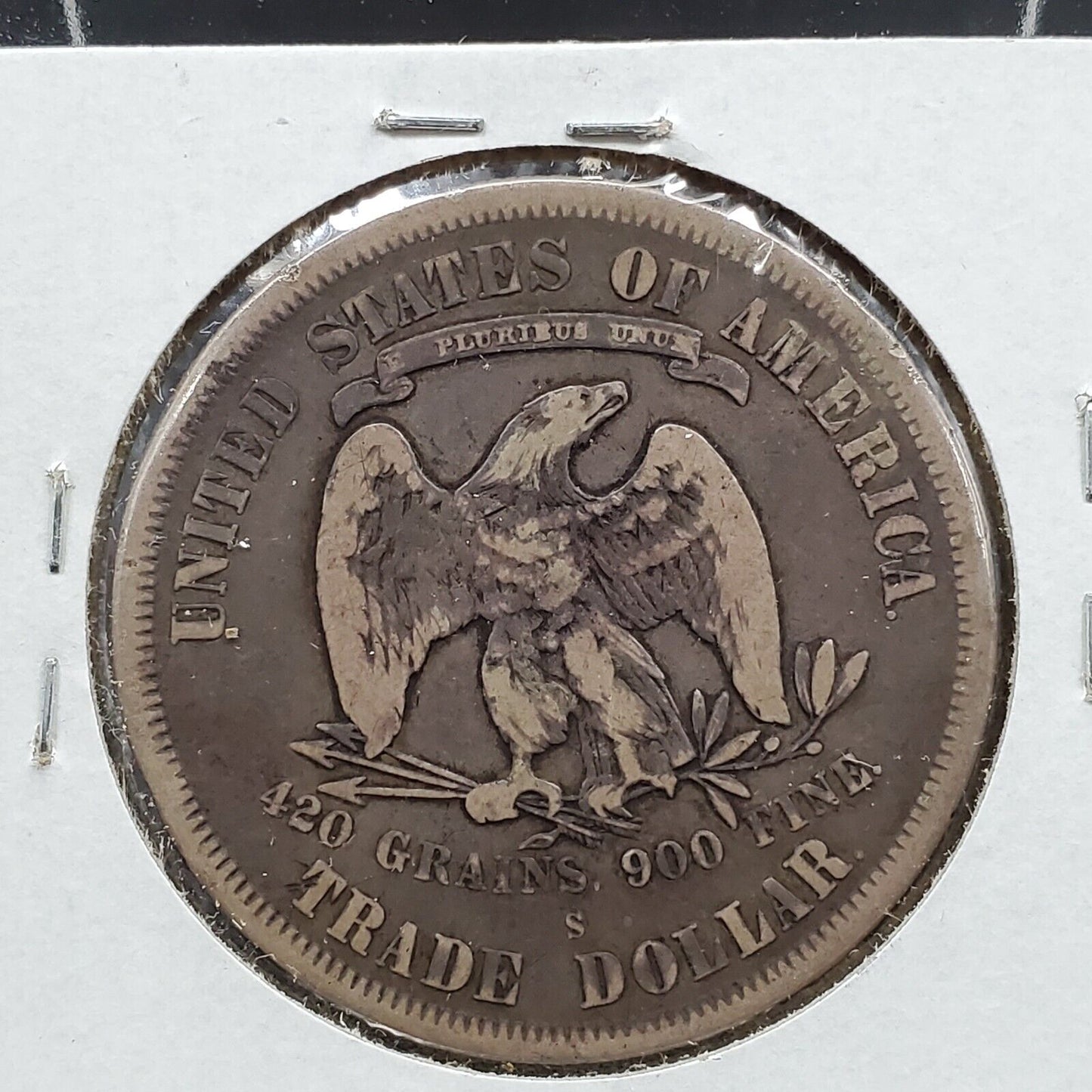1877 S US Seated Liberty Trade Dollar Choice VG Very Good / Fine