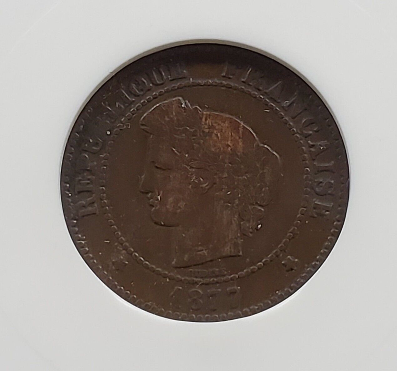 1877-A ANACS F12 France 5 Centimes Ceres Coin Fine Certified