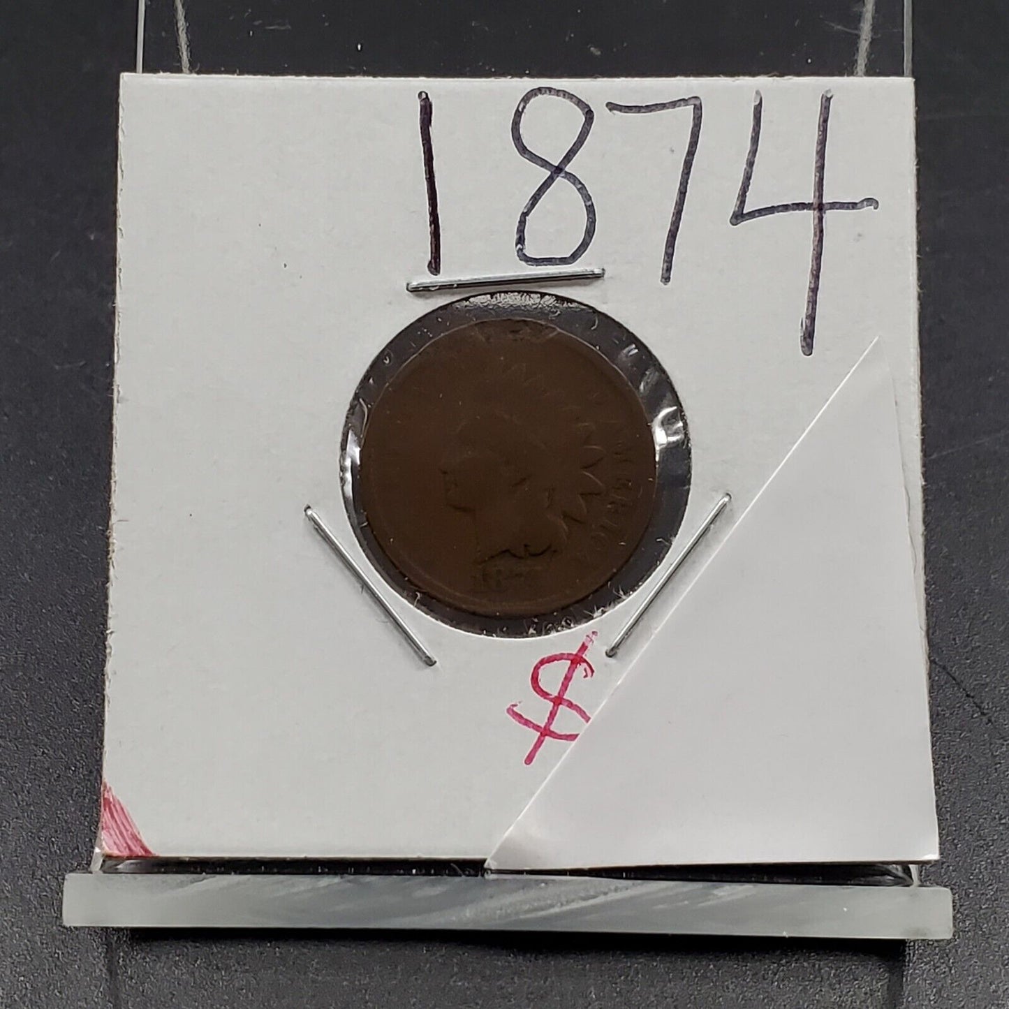 1874 Indian Head Copper Bronze Cent Penny AG About Good Details Key Date