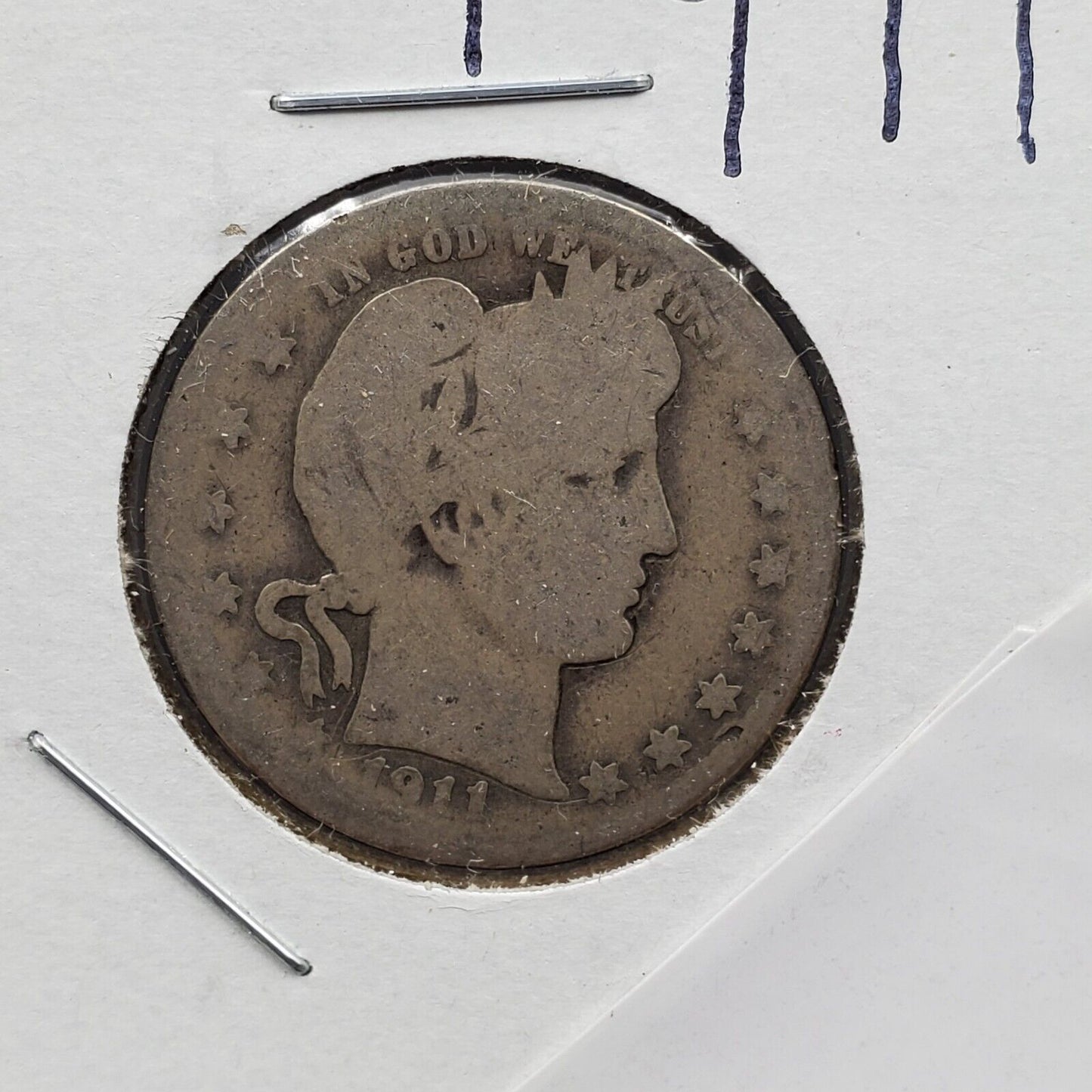 1911 P 25C Barber Silver Quarter Coin AG About Good