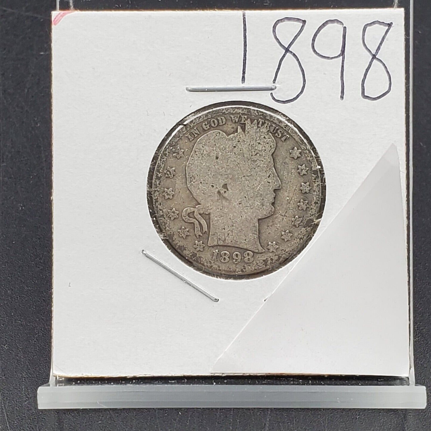 1898 P Barber Silver Quarter Coin AG About Good Circulated Condition