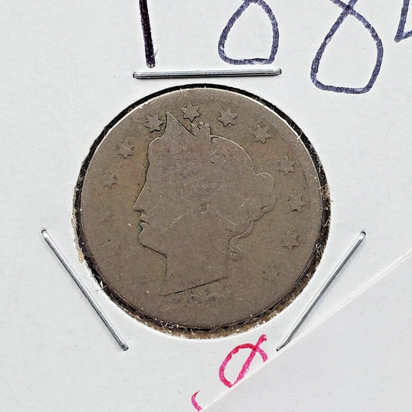 1884 P Liberty Head V Nickel Very Circulated Condition #2