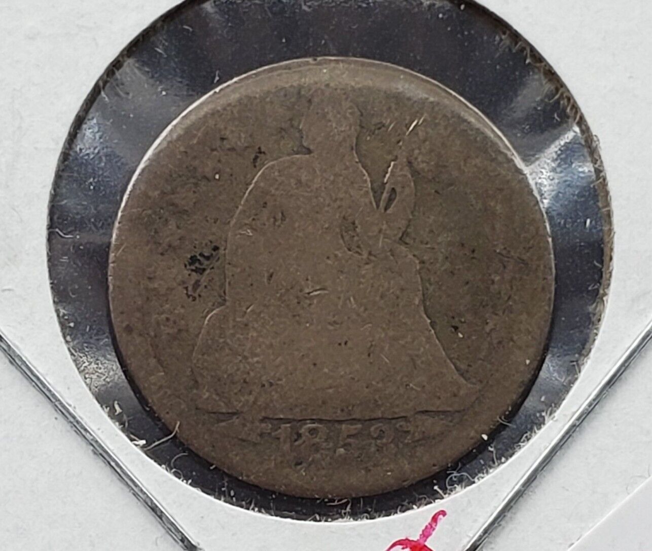 1853 Liberty Seated 10c Dime Silver Coin With Arrows Variety AG About Good