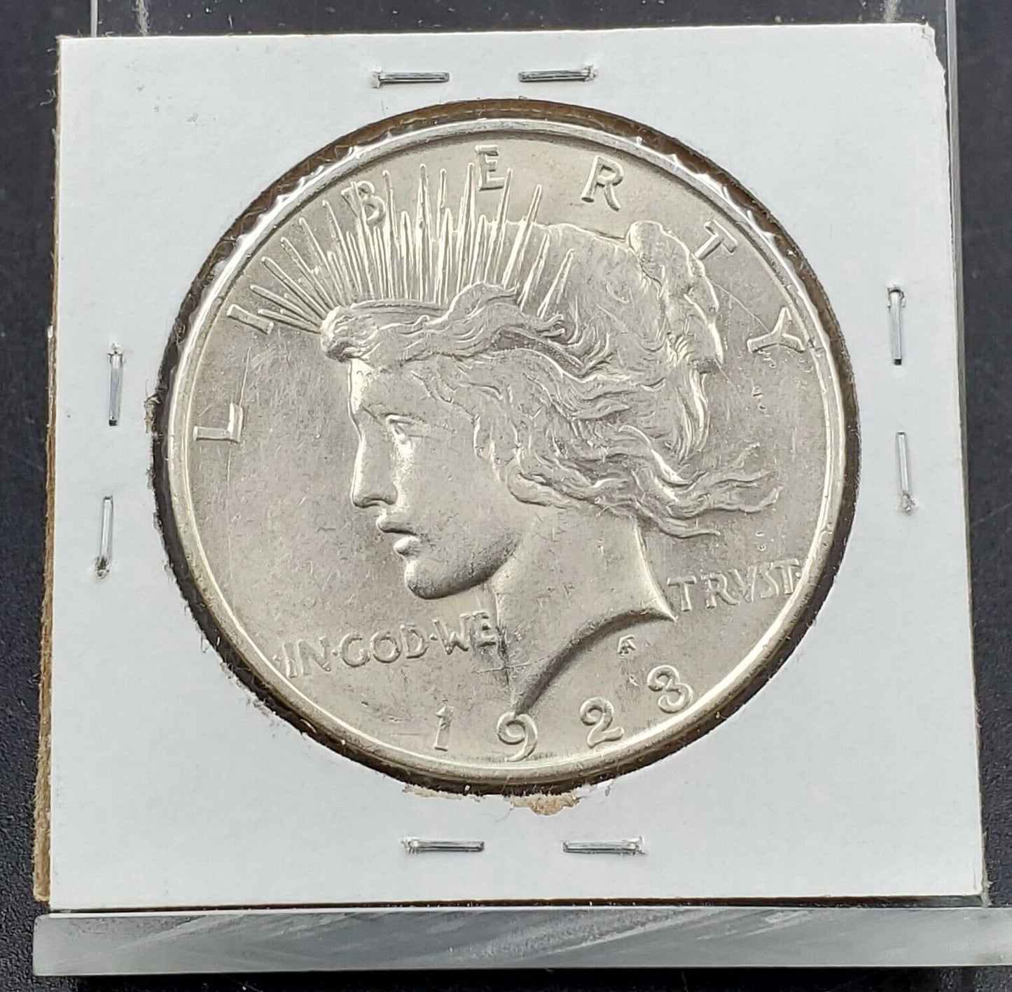 1923 D Peace $1 Dollar Coin Die Crack REV top of E of Peace VAM-1AU R-6 VAM AU