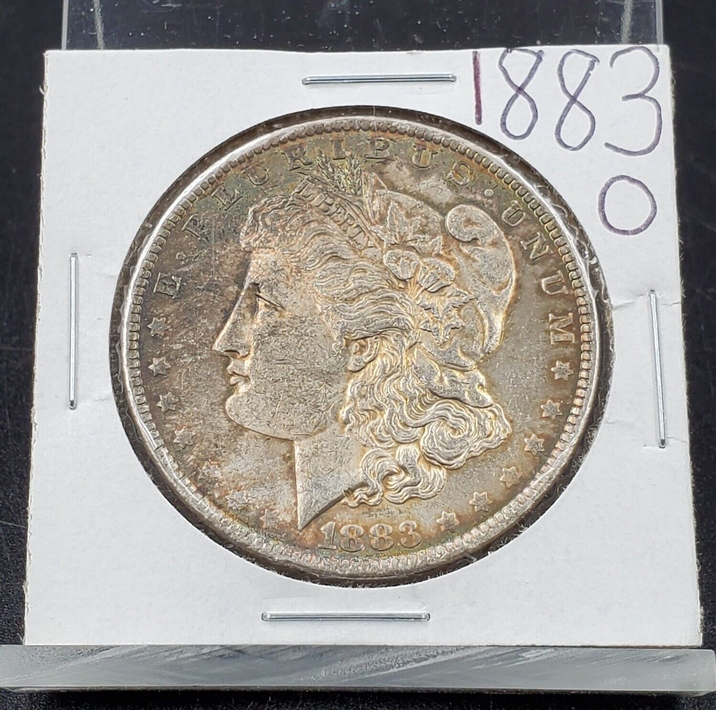 1883 O Morgan Silver Dollar Coin New Orleans AU About UNC Neat Toning Toner